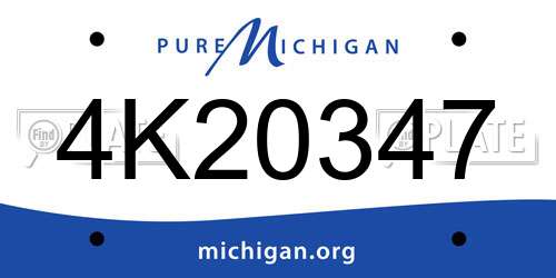 4K20347 Michigan License Plate