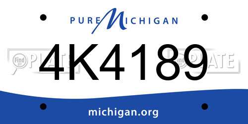 4K4189 Michigan License Plate