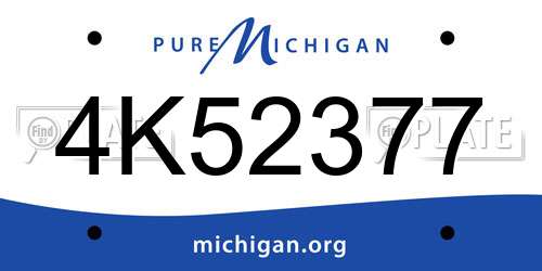 4K52377 Michigan License Plate