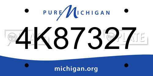 4K87327 Michigan License Plate