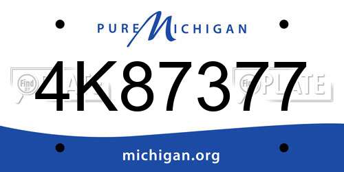 4K87377 Michigan License Plate