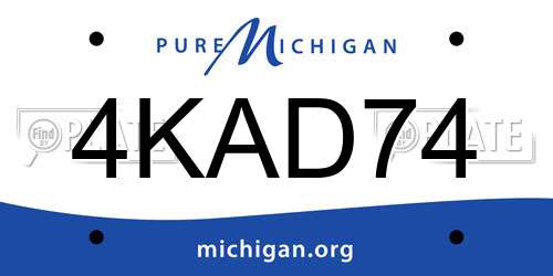 4KAD74 Michigan License Plate