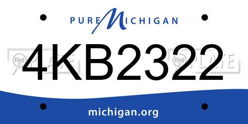 4KB2322 Michigan License Plate