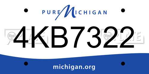 4KB7322 Michigan License Plate