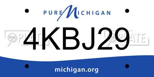 4KBJ29 Michigan License Plate