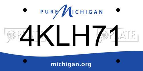 4KLH71 Michigan License Plate
