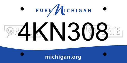 4KN308 Michigan License Plate