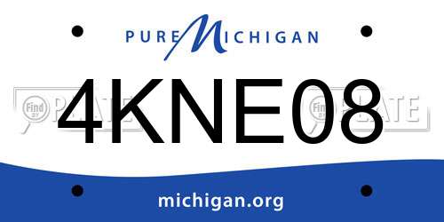 4KNE08 Michigan License Plate