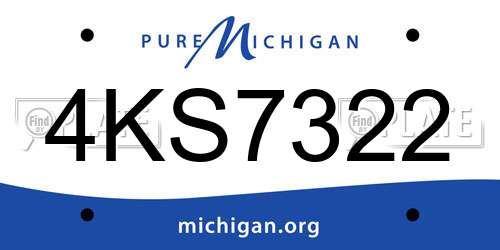 4KS7322 Michigan License Plate