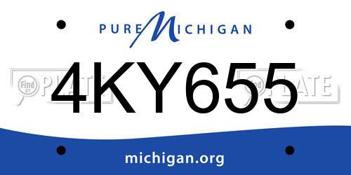 4KY655 Michigan License Plate
