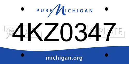 4KZ0347 Michigan License Plate