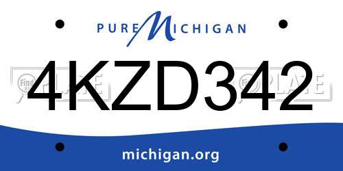 4KZD342 Michigan License Plate