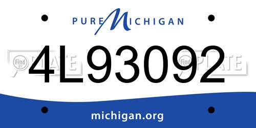 4L93092 Michigan License Plate