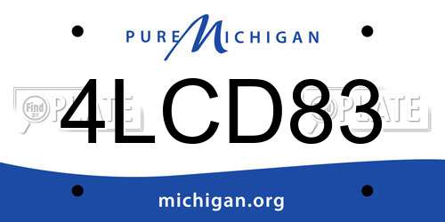 4LCD83 Michigan License Plate