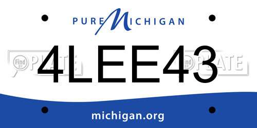 4LEE43 Michigan License Plate