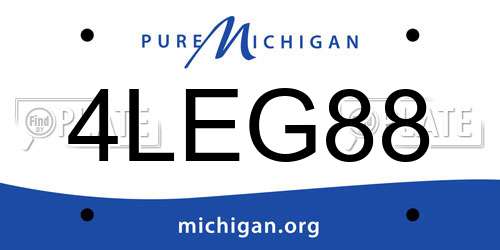 4LEG88 Michigan License Plate