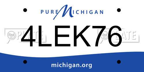 4LEK76 Michigan License Plate