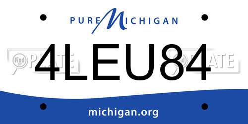 4LEU84 Michigan License Plate
