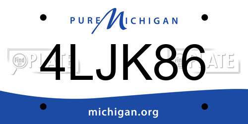 4LJK86 Michigan License Plate