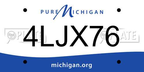 4LJX76 Michigan License Plate