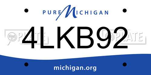 4LKB92 Michigan License Plate
