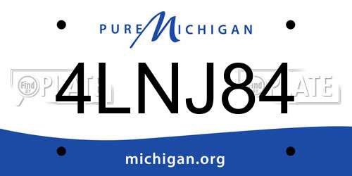 4LNJ84 Michigan License Plate