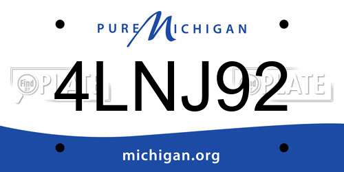 4LNJ92 Michigan License Plate