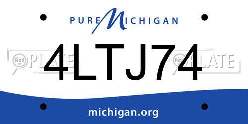 4LTJ74 Michigan License Plate