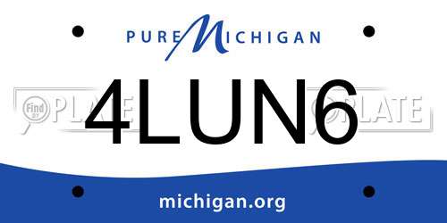 4LUN6 Michigan License Plate