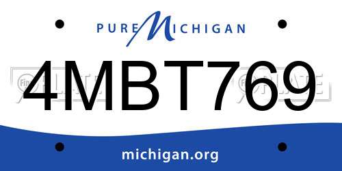 4MBT769 Michigan License Plate