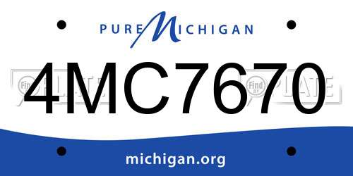 4MC7670 Michigan License Plate