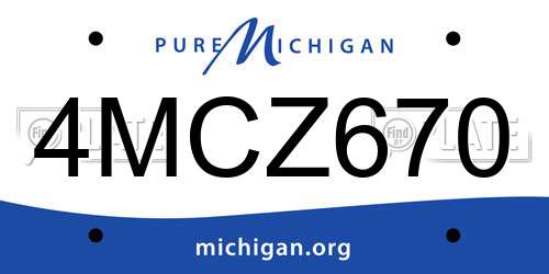 4MCZ670 Michigan License Plate