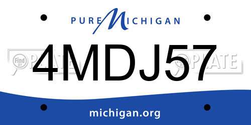 4MDJ57 Michigan License Plate