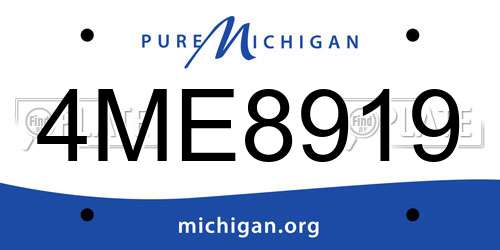 4ME8919 Michigan License Plate