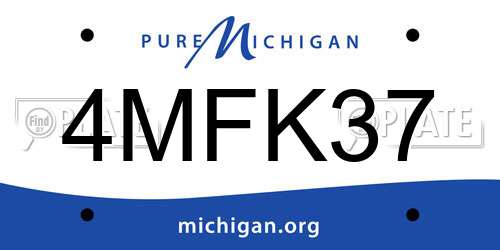 4MFK37 Michigan License Plate