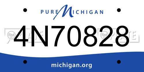 4N70828 Michigan License Plate