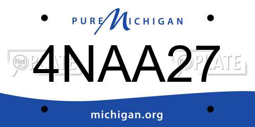 4NAA27 Michigan License Plate