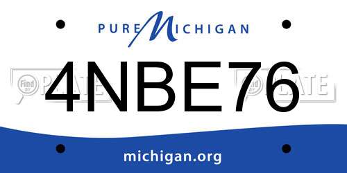 4NBE76 Michigan License Plate