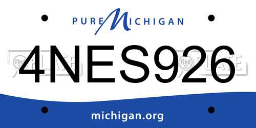 4NES926 Michigan License Plate