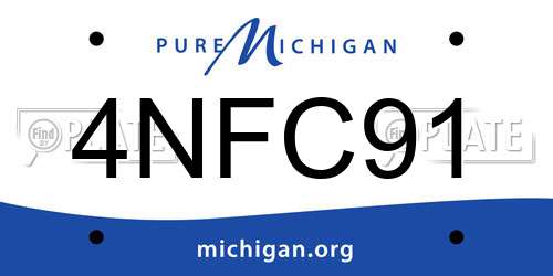 4NFC91 Michigan License Plate