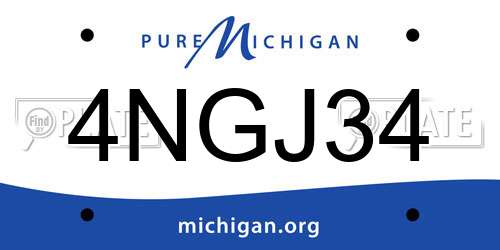 4NGJ34 Michigan License Plate