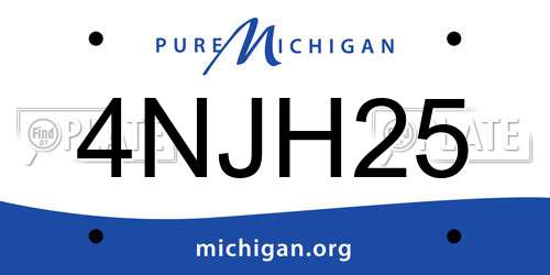 4NJH25 Michigan License Plate