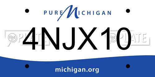 4NJX10 Michigan License Plate