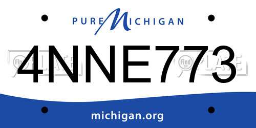 4NNE773 Michigan License Plate