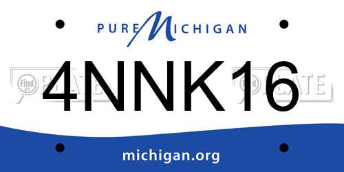 4NNK16 Michigan License Plate