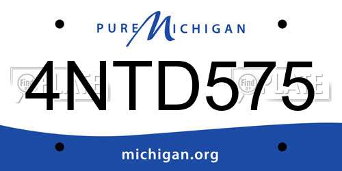 4NTD575 Michigan License Plate