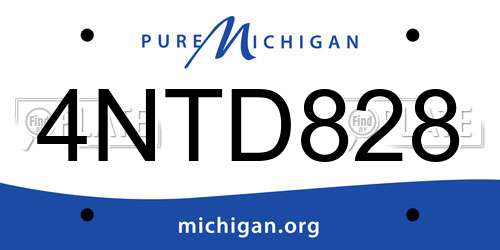 4NTD828 Michigan License Plate