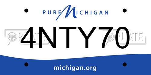 4NTY70 Michigan License Plate