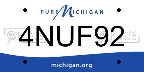 4NUF92 Michigan License Plate