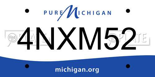4NXM52 Michigan License Plate